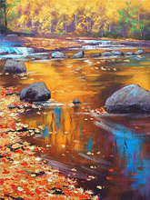 Autumn Landscape Abstract Brook Oil Painting On Canvas Unique Fall Abstract Trees And Leaves Oil Painting On Canvas For Wall Art 2024 - buy cheap