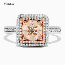 Visisap Champagne Color Princess Square Zircon Rings for Women Engagement Proposal Hand Jewelry Dropshipping Ring Supplier B2709 2024 - buy cheap