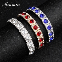 Minmin Luxury Gold Color Metal Bangles for Women 3 Colors Crystal Bangles Fashion Wedding Bridal Jewelry Girls Gifts 2019 MSL382 2024 - buy cheap