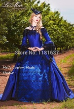 Custom Made Movie Theater&Period Dress Blue  Gothic Romantic Off Shoulder Fantasy Gothic Victorian Gown 2024 - buy cheap
