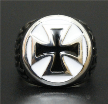 Size 8~14 White Cross Ring 316L Stainless Steel Band Party Mens Hell Fire Cross Ring 2024 - buy cheap