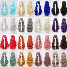 80CM Long Wavy Wig 32'' anime lolita Synthetic Hair Women Cosplay Wigs Halloween Costume Accessories Party Wigs+Cap 2024 - buy cheap