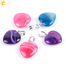 CSJA New Arrival Natural Agates Gem Stone Colors of E594 Love Heart Pendants & Necklaces for Women Girls Lover Lovely Gift E851 2024 - buy cheap