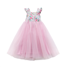 Детское платье принцессы для маленьких девочек, кружевное праздничное платье с цветочным рисунком, летний длинный сарафан 2024 - купить недорого