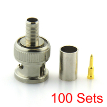 100x BNC Male crimp Connector Plug for RG59 coaxial Cable Coupler CCTV Adaptor 2024 - buy cheap