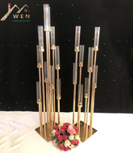 Candelabro de Metal con 10 cabezales, soportes de vela para mesa de boda, centros de mesa, floreros, decoración de fiesta 2024 - compra barato