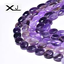 Natural AmethystS oval Stones 1strand 15.5 Pick Size beads For Women Jewelry Making 2024 - buy cheap