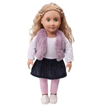 Doll clothes fur suit Violet and grey set pink pant toy accessories fit 18 inch Girl dollS and 43 cm baby doll c701 2024 - buy cheap
