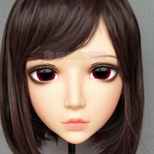 (Yan-05)Female Sweet Girl Resin Half Head Kigurumi Mask With BJD Eyes Cosplay Japanese Anime Role Lolita Mask Crossdress Doll 2024 - buy cheap