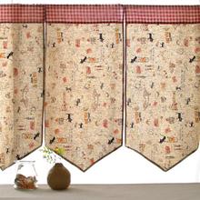 Free shipping Japanese high-grade cotton curtain flag mosaic decoration cate kitchen half-curtain 2024 - buy cheap