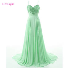 Mint Green Prom Dresses A-line Spaghetti Straps Chiffon Beaded Backless Long Prom Gown Evening Dresses Robe De Soiree 2024 - buy cheap