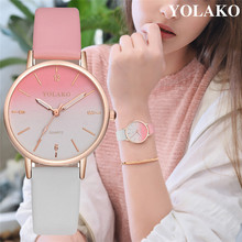 Часы YOLAKO женские, повседневные, кварцевые, с кожаным ремешком, аналоговые, наручные 2024 - купить недорого
