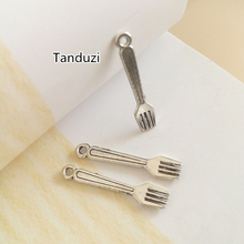 Tanduzi-casa de muñecas en miniatura de plata 1:12, tenedor de aleación, manualidades, Mini horquilla, decoración para casa de muñecas, 100 Uds. 2024 - compra barato