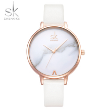 SK Watch Brand Fashion Ladies Watches SHENGKE Marble Dial Leather Female Quartz Watch Women Thin Casual Watch Reloj Mujer 2020 2024 - buy cheap
