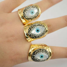 Charms ~ 5Pcs Gold Color Ring , Pave Rhinestone Eye Shell Jewelry Rings For Women 2024 - buy cheap