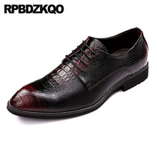 Sapato formal masculino de casamento, pele de cobra da formatura, pele de crocodilo, elevador de borgonha, festa, oxfords, vestido dourado chique 2024 - compre barato