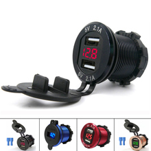 12 V-24 V Dual USB Carregador de Isqueiro Soquete Plug Power Adapter Com LED Voltímetro Medidor Monitor Para carro Motocicleta Barco 2024 - compre barato