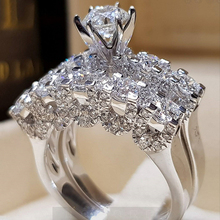 Mostyle 2 шт./компл., женские серебряные свадебные ювелирные изделия из фианита ААА 925 пробы, Свадебные обручальные кольца для женщин 2024 - купить недорого
