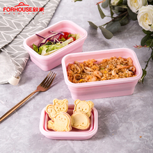 Rectangle Silicone Collapsible Lunch Box Folding Food Storage Container Portable Bento Box 2024 - buy cheap