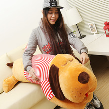 huge 120cm lying dog plush toy pillow brown dog with red stripes cloth doll throw pillow originality birthday gift w5248 2024 - buy cheap