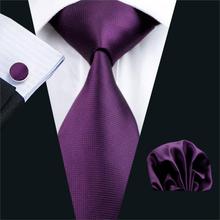 FA-236 Men`s Tie Solid Purple Jacquard Woven Classic Tie Hanky Cufflinks Set For Men Business Wedding Party Free Shipping 2024 - buy cheap