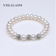 YIKALAISI 2017 Charm pulsera de cristal pulsera de bola 100% Pulsera de Perlas Naturales 925 plata esterlina para mujeres mejores regalos 2024 - compra barato