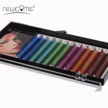 Rainbow Color False Eyelash Extensions C/D Curl 8-15mm Synthetic Fiber Silk Mink Lashes Eyelash Extension 1 Tray 2024 - купить недорого