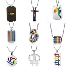 Pingente charmoso de arco-íris para homens e mulheres, colar de aço inoxidável com pingente do orgulho gay lgbtq rinhoo 2024 - compre barato