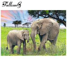 FULLCANG diy diamond painting animals elephant diamond embroidery sale 5d mosaic cross stitch full square/round drill FC532 2024 - buy cheap