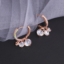 Luxury AAA Cubic Zirconia Circle Earrings Elegant Round Crystal Dangle Drop Earrings For Women Bridal Wedding Earring Gift WX164 2024 - buy cheap