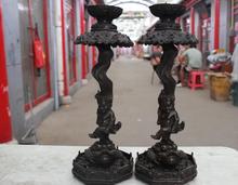 Old China Royal Bronze Liu Hai Toad Candle Holder Candlestick Candler Pair 2024 - buy cheap