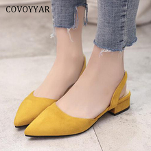 COVOYYAR Pointed Toe Women Sandals 2021 Summer Slingback Low Heel Lady Slippers Back Strap Flock Women Slides Candy Color WSS988 2024 - buy cheap