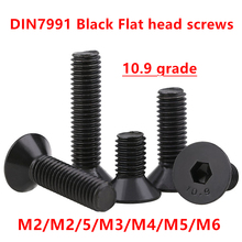 DIN7991 Black Allen screw bolt M2 M2.5 M3 M4 M5 M6 Hexagon Hex socket Flat countersunk head cap screw grade 10.9 Bolts 2024 - buy cheap