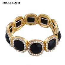 Toucheart pulseira personalizada de marca luxuosa, bracelete feminino de ouro elástico, bracelete com pingente para fazer joias femininas sbr140224 2024 - compre barato