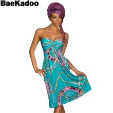 BAEKADOO Sexy Backless Women Off The Shoulder Printed Summer Dress Beach Vestidos 2024 - buy cheap
