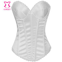 Sexy Corset White Bustier Top W/ Straps Push Up Underwire Bra Corselet Overbust Korsett For Plus Size Women Corsets and Bustiers 2024 - buy cheap