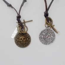 Factory Outlet necklaces & pendants Rock maxi necklace Genuine Leather Necklace Coin Printed Skull Pendant choker 2024 - buy cheap