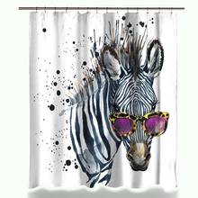 Funny Zebra with Rose Glasses Fashion Waterproof Fabric Home Decor Shower Curtain Bathroom Curtains with 12 Hooks 2024 - buy cheap