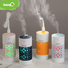 saengQ 250ml Air Humidifier with LED Night Lamp Mini Fan Aroma Essential Oil Diffuser USB Fogger Mist Maker for Home Office Car 2024 - compre barato