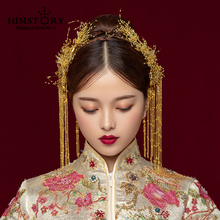 Himstory-tocado de novia chino tradicional, disfraz de cuentas de oro, perlas, accesorios para el cabello de boda, joyería 2024 - compra barato