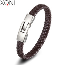 XQNI-pulsera de cuero PU para mujer, brazalete de Color negro/marrón/rojo/azul con gancho fácil, venas de colores, accesorios de joyería para el Día del Padre 2024 - compra barato