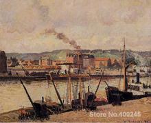 Oil Paintings by Camille Pissarro Morning, Rouen, the Quays Hand painted Art Reproduction High quality 2024 - buy cheap