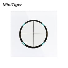 Minitiger-interruptor de luz de parede 2019, painel de vidro cristal, 4 gang, 1 way, clique aleatório, com indicador led 2024 - compre barato