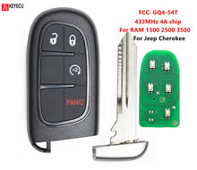 Keyecu 4 Button 433MHz 4A chip Remote Start Smart Key FOB for Ram 1500 2500 3500 / Cherokee 2013 2014 2015 2016 2017 FCC:GQ4-54T 2024 - buy cheap