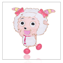 2021 New Fancy Enamel Lovely Sheep Brooch Cartoon Brooch for Kids Sweet Girls Pink Color Cloth Small Brosche Accessories Gifts 2024 - buy cheap