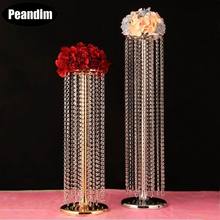 PEANDIM Luxury Gold Silver Acrylic Crystal Wedding Table Centerpieces Party Events Road Lead Flower Holder Engagement Decoration 2024 - compre barato