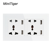 Minitiger-tomada de parede universal com 5 buracos, 4 portas usb, carregador de indução inteligente, para celular, painel de vidro temperado 2024 - compre barato