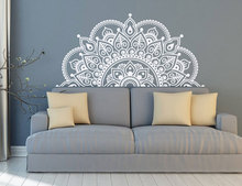 Vinyl Wall Decal Half Mandala Wall Mural Yoga Lover Gift Home Headboard Decor Half Mandala Design Car Window Stickers MTL04 2024 - buy cheap