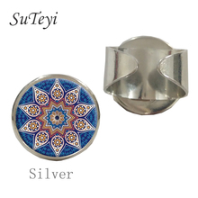 SUTEYI стимпанк хна yoga Индия ювелирные изделия кольцо bloom Мандала винтажные очаровательные кольца, буддистский символ ом женские аксессуары для одежды 2024 - купить недорого