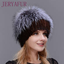 brand new female mink fur hat women winter hat knitted mink fox fur cap female warm hat cap Silver Fox Part More 2024 - buy cheap